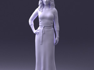 woman in green dress 0078 Modèle 3D