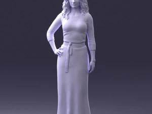 000412 Realistic Woman Character Full Body Scan Dress 3D Model
