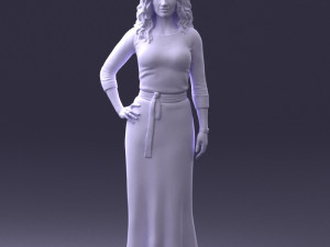 woman in green dress 0078 Modèle 3D