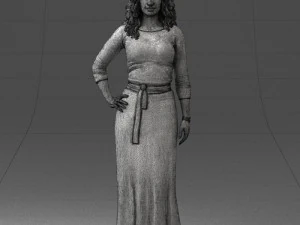 000412 Realistic Woman Character Full Body Scan Dress 3D Model