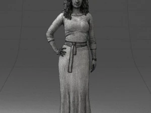 000412 Realistic Woman Character Full Body Scan Dress 3D Model