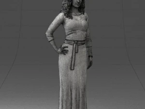 000412 Realistic Woman Character Full Body Scan Dress 3D Model