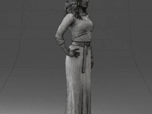 000412 Realistic Woman Character Full Body Scan Dress 3D Model