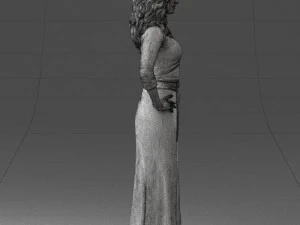 000412 Realistic Woman Character Full Body Scan Dress 3D Model