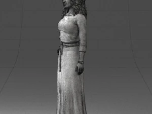 000412 Realistic Woman Character Full Body Scan Dress 3D Model