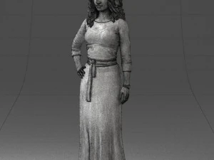 000412 Realistic Woman Character Full Body Scan Dress 3D Model