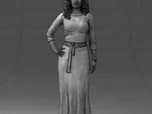 000412 Realistic Woman Character Full Body Scan Dress 3D Model