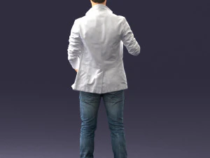 000413 Realistic Male Character Full Body Scan Microphone Pose 3D Model