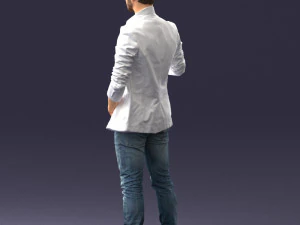 000413 Realistic Male Character Full Body Scan Microphone Pose 3D Model