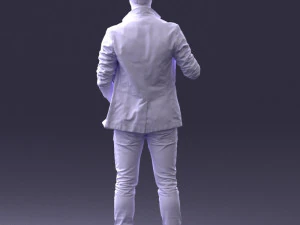000413 Realistic Male Character Full Body Scan Microphone Pose 3D Model