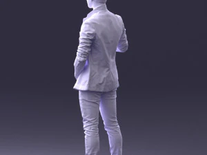 000413 Realistic Male Character Full Body Scan Microphone Pose 3D Model