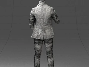 000413 Realistic Male Character Full Body Scan Microphone Pose 3D Model