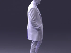 000405 काले कोट में यथार्थवादी युवा 3D मॉडल