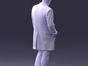 000405 काले कोट में यथार्थवादी युवा 3D मॉडल