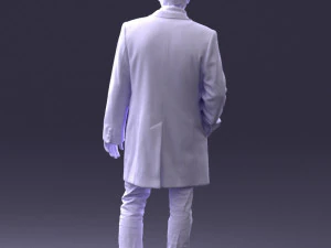 000405 काले कोट में यथार्थवादी युवा 3D मॉडल