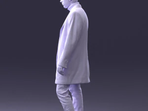 000405 काले कोट में यथार्थवादी युवा 3D मॉडल