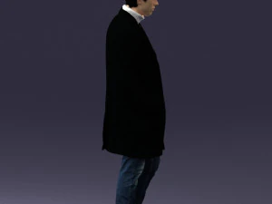 000405 Realistic Young Man in Black Coat 3dp 3D Print Model