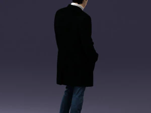 000405 Realistic Young Man in Black Coat 3dp 3D Print Model