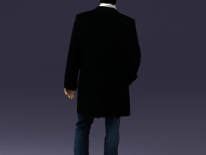 000405 Realistic Young Man in Black Coat 3dp 3D Print Model