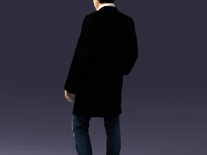 000405 Realistic Young Man in Black Coat 3dp 3D Print Model