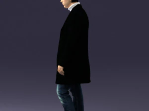 000405 Realistic Young Man in Black Coat 3dp 3D Print Model