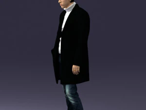 000405 Realistic Young Man in Black Coat 3dp 3D Print Model
