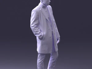000405 Realistic Young Man in Black Coat 3dp 3D Print Model