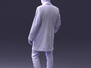 000405 Realistic Young Man in Black Coat 3dp 3D Print Model