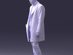 000405 Realistic Young Man in Black Coat 3dp 3D Print Model