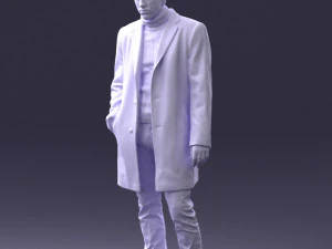 000405 Realistic Young Man in Black Coat 3dp 3D Print Model