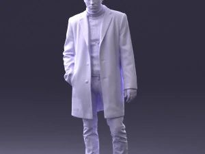 000405 Realistic Young Man in Black Coat 3dp 3D Print Model