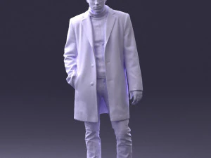 000405 Realistic Young Man in Black Coat 3dp 3D Print Model
