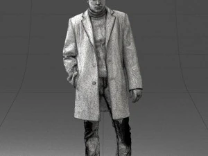 000405 Realistic Young Man in Black Coat 3dp 3D Print Model