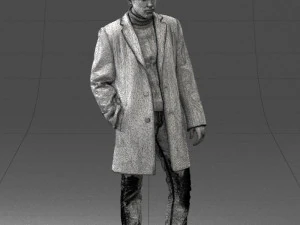 000405 Realistic Young Man in Black Coat 3dp 3D Print Model