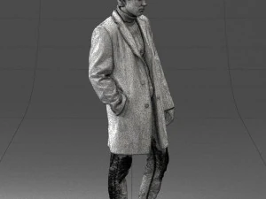 000405 Realistic Young Man in Black Coat 3dp 3D Print Model