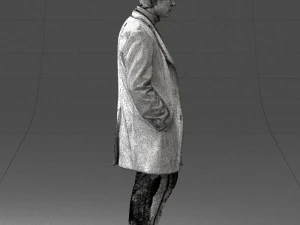 000405 Realistic Young Man in Black Coat 3dp 3D Print Model