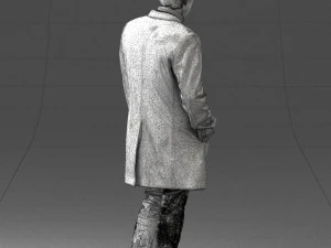 000405 Realistic Young Man in Black Coat 3dp 3D Print Model