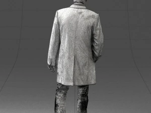 000405 Realistic Young Man in Black Coat 3dp 3D Print Model