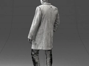 000405 Realistic Young Man in Black Coat 3dp 3D Print Model