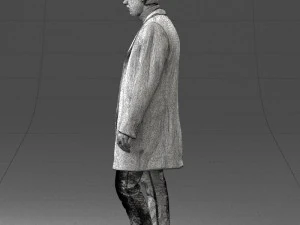 000405 Realistic Young Man in Black Coat 3dp 3D Print Model