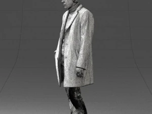 000405 Realistic Young Man in Black Coat 3dp 3D Print Model