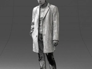 000405 Realistic Young Man in Black Coat 3dp 3D Print Model