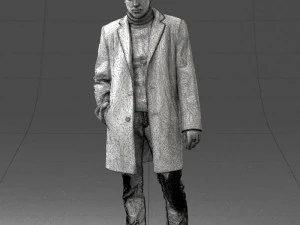 000405 Realistic Young Man in Black Coat 3dp 3D Print Model