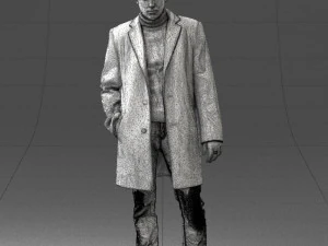 000405 Realistic Young Man in Black Coat 3dp 3D Print Model