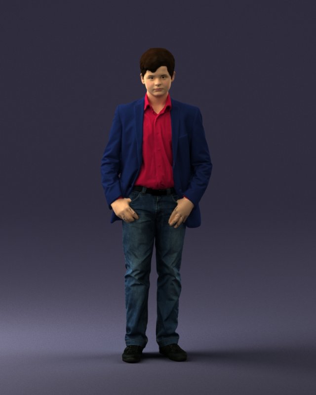boy in blue jacket 0080 3d print ready 3D-printmodel .c4d .max .obj .3ds .fbx .stl .blend 