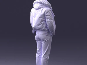 000418 Realistic Man Character in Winter Jacket Hands in Pockets Pose Full Body Scan 3D Model