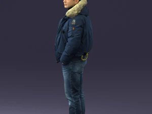 000418 Realistic Man Character in Winter Jacket Hands in Pockets Pose Full Body Scan 3dp 3D Print Model