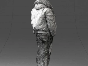 000418 Realistic Man Character in Winter Jacket Hands in Pockets Pose Full Body Scan 3dp 3D Print Model