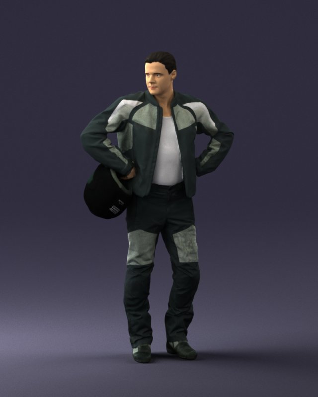 man in motorcycle clothes 0085 3D Модель .c4d .max .obj .3ds .fbx .stl .blend 