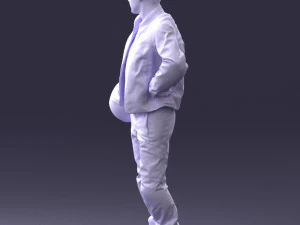 000419 Realistic Man Character in Motorcycle Suit Helmet Pose Full Body Scan 3D Model
